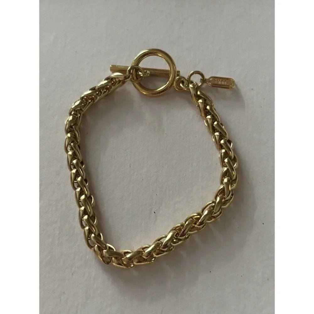 Jones New York Gold Tone Chain Bracelet Toggle Closure Signed 7